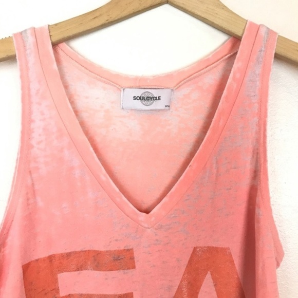 Soulcycle East Pink V Neck Burnout Graphic Tank - Picture 2 of 8